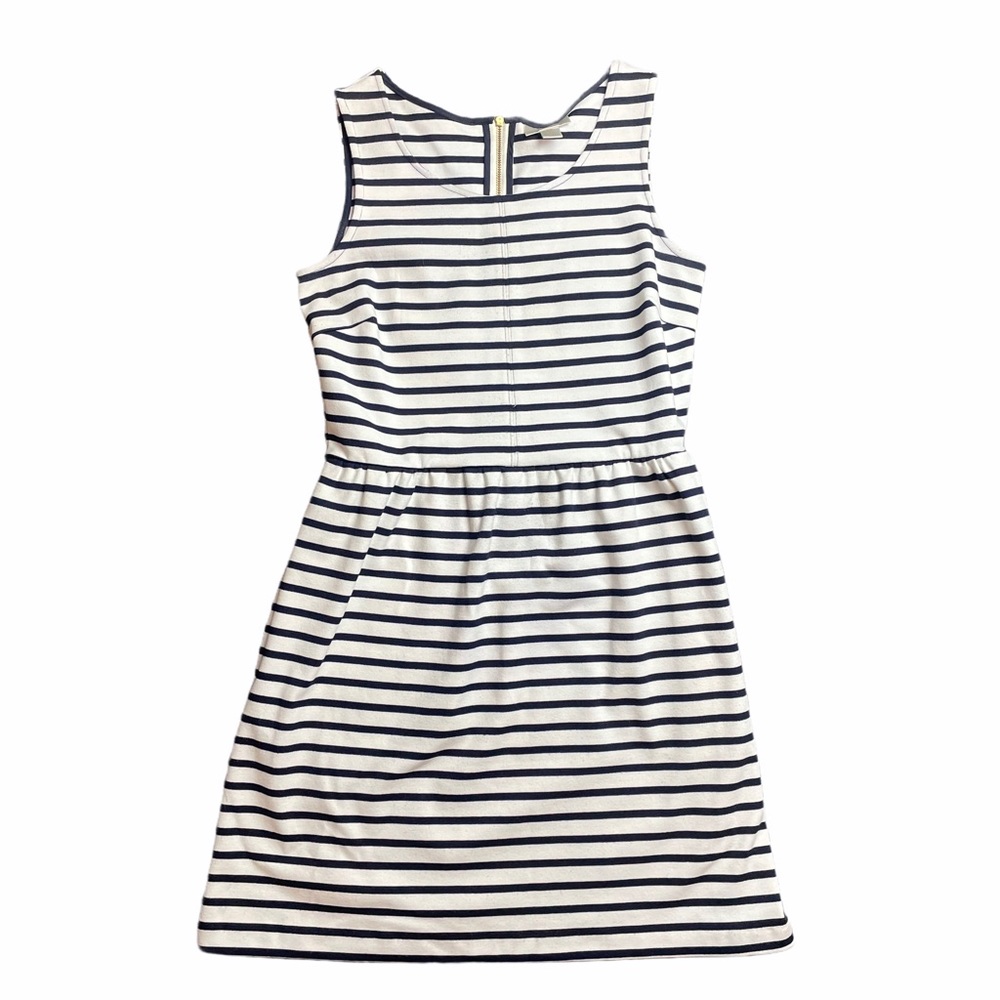 Kenar Navy Striped White Dress